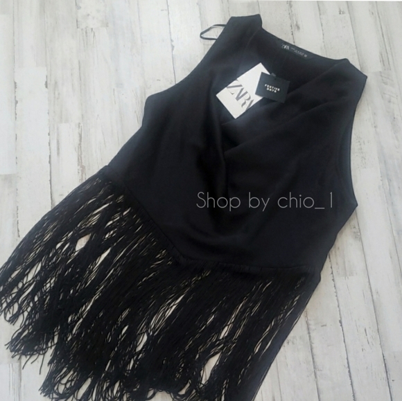 Zara FRINGED SATIN EFFECT TOP bloggers favorite - Picture 11 of 11